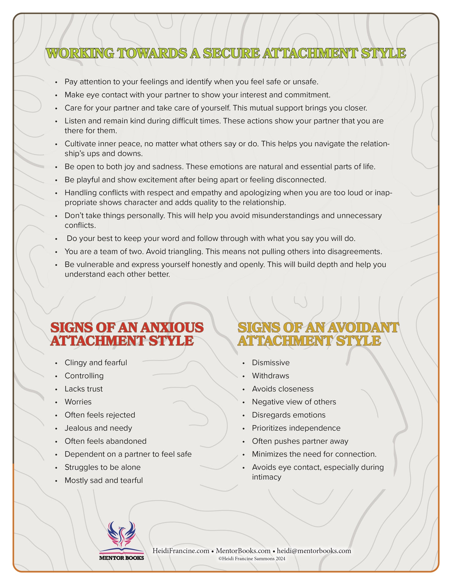 Are you Anxious, Avoidant or Secure in your Relationship Chart