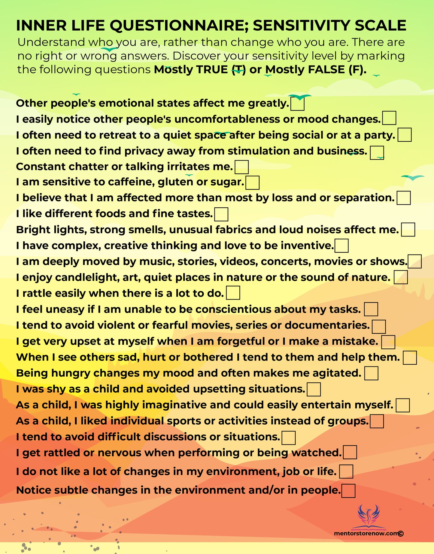 Inner Life Questionnaire / Sensitivity Scale PDF Version