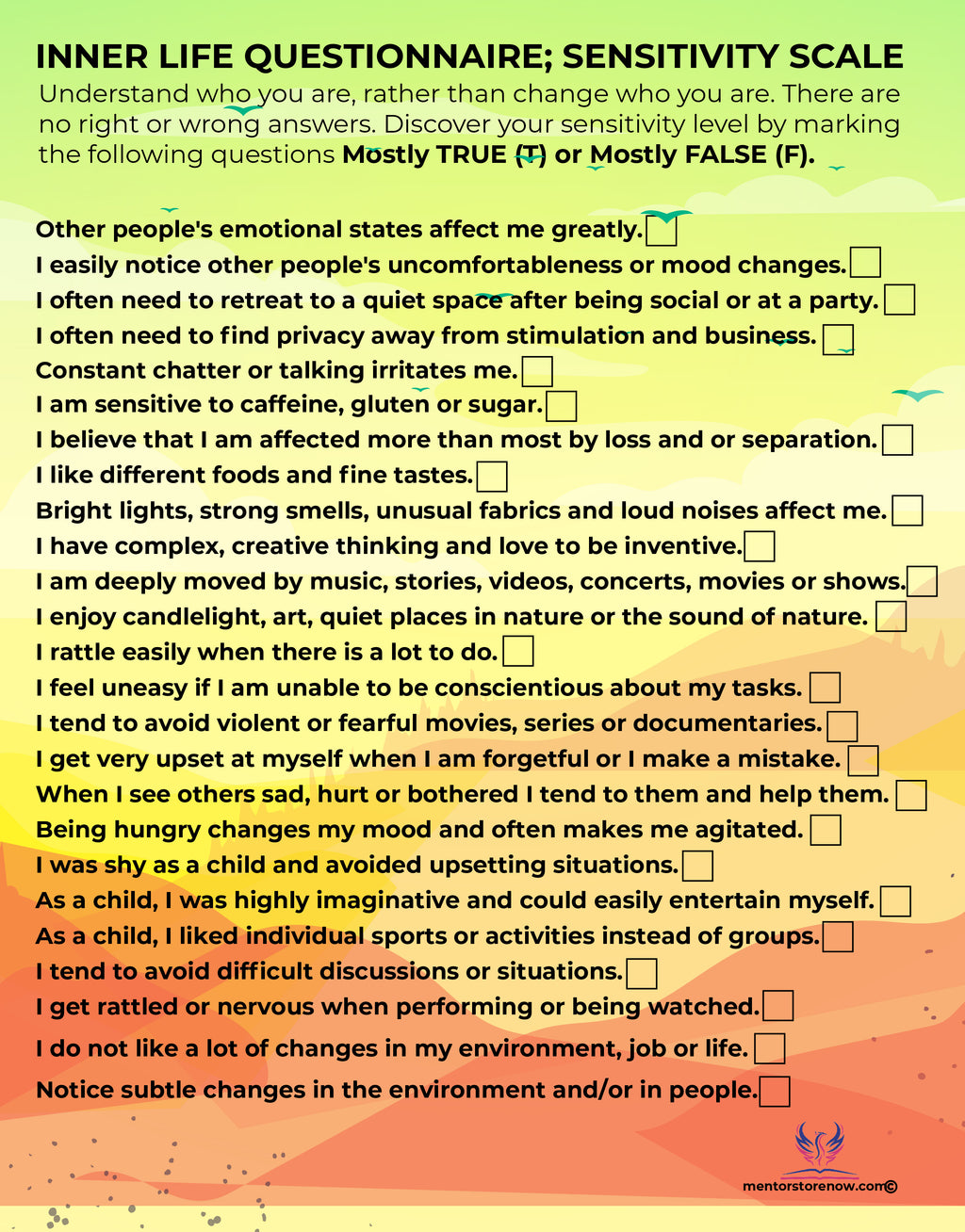 Inner Life Questionnaire / Sensitivity Scale